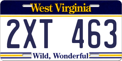 WV license plate 2XT463