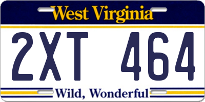 WV license plate 2XT464