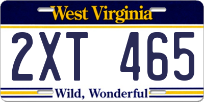 WV license plate 2XT465
