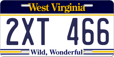 WV license plate 2XT466