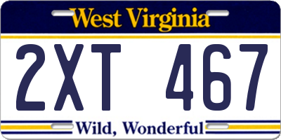 WV license plate 2XT467