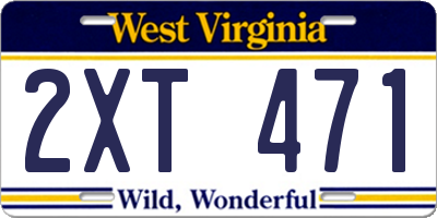 WV license plate 2XT471