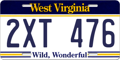 WV license plate 2XT476