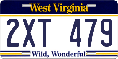 WV license plate 2XT479