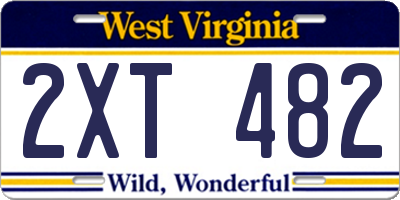 WV license plate 2XT482