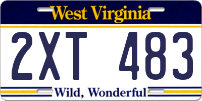 WV license plate 2XT483