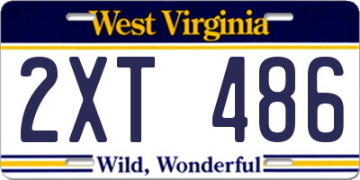 WV license plate 2XT486