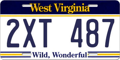 WV license plate 2XT487