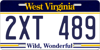WV license plate 2XT489