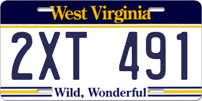 WV license plate 2XT491