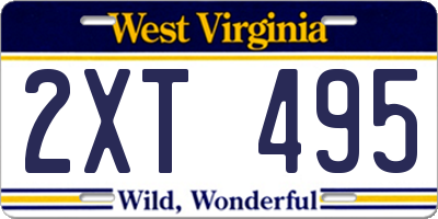 WV license plate 2XT495