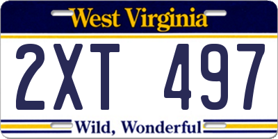 WV license plate 2XT497