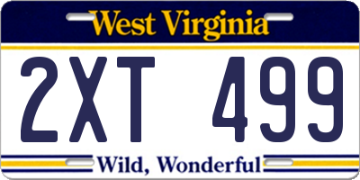 WV license plate 2XT499