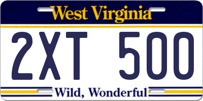 WV license plate 2XT500