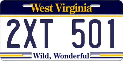 WV license plate 2XT501