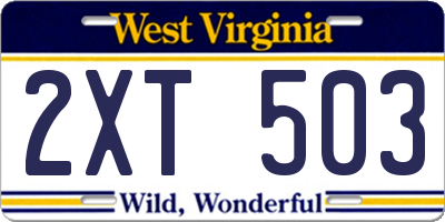 WV license plate 2XT503