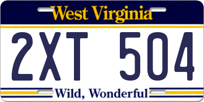 WV license plate 2XT504