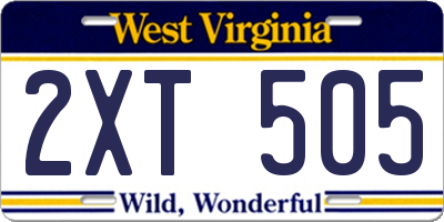 WV license plate 2XT505