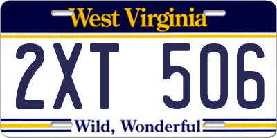 WV license plate 2XT506