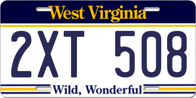 WV license plate 2XT508