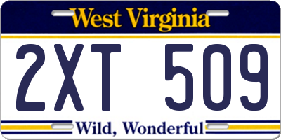 WV license plate 2XT509