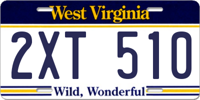 WV license plate 2XT510