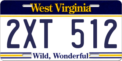 WV license plate 2XT512