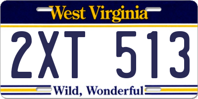 WV license plate 2XT513