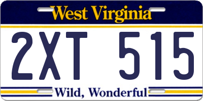 WV license plate 2XT515