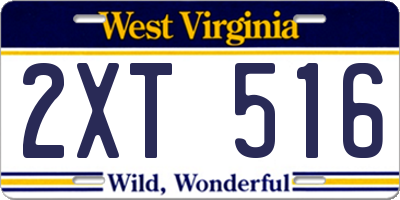 WV license plate 2XT516