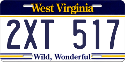 WV license plate 2XT517