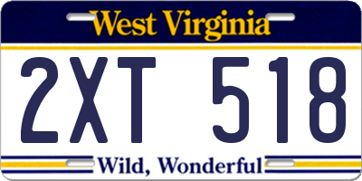 WV license plate 2XT518
