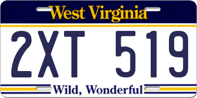 WV license plate 2XT519