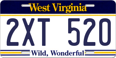 WV license plate 2XT520