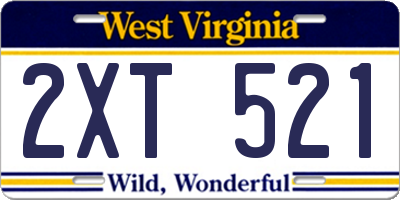 WV license plate 2XT521
