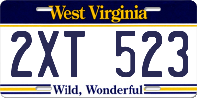 WV license plate 2XT523