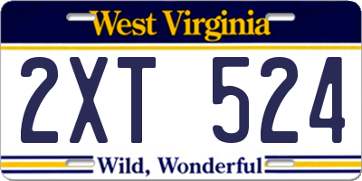 WV license plate 2XT524