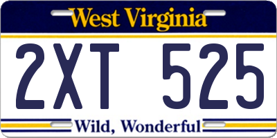 WV license plate 2XT525