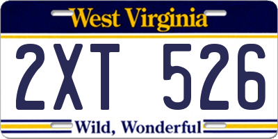 WV license plate 2XT526