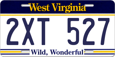 WV license plate 2XT527