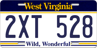 WV license plate 2XT528