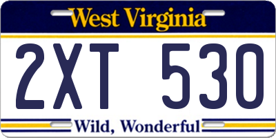 WV license plate 2XT530