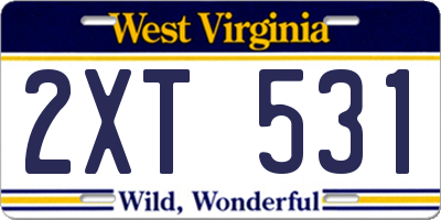 WV license plate 2XT531