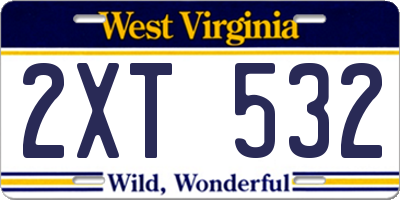 WV license plate 2XT532