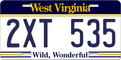 WV license plate 2XT535