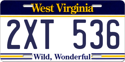 WV license plate 2XT536