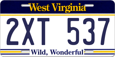 WV license plate 2XT537