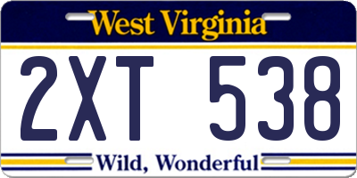 WV license plate 2XT538
