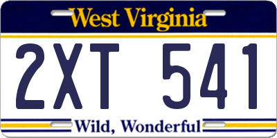 WV license plate 2XT541