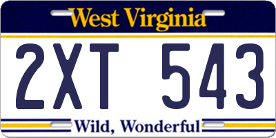 WV license plate 2XT543